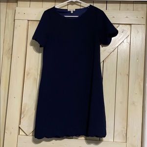 Navy Scalloped Shift Dress